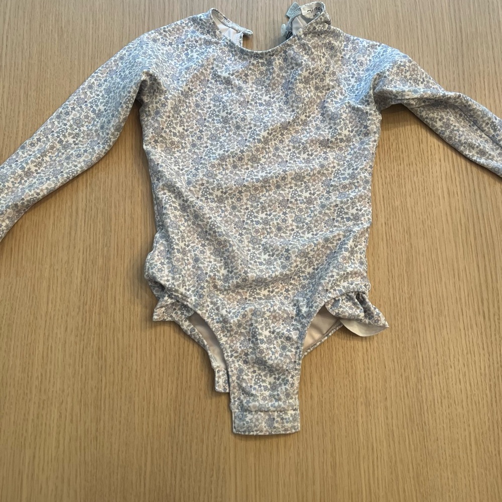 Vintage Floral Long Sleeve One Piece Swimsuit